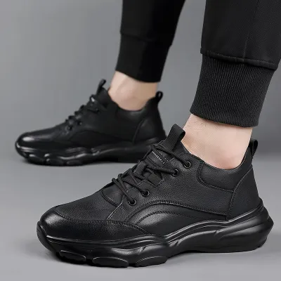 Premium Leather Lace Up Men's Sports Casual Shoes