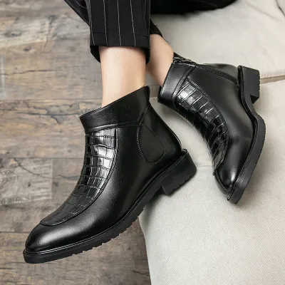 Roman Style Leather High Chelsea Boots