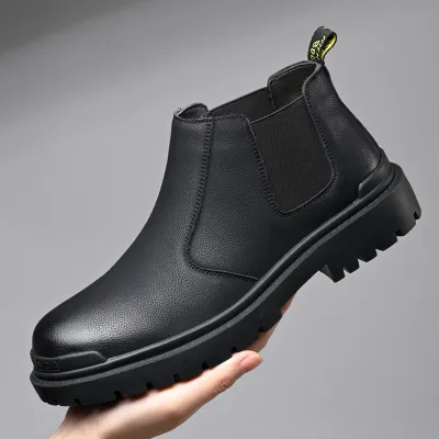 Korean Style Cowhide Chelsea Boots for Men