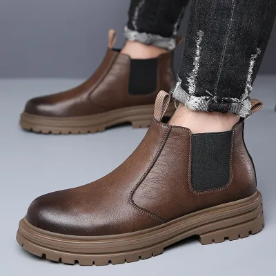 British Style Leather Men’s High-Top Chelsea Boots