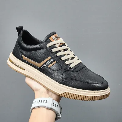 Cowhide Men’s Durable Genuine Leather Sneakers