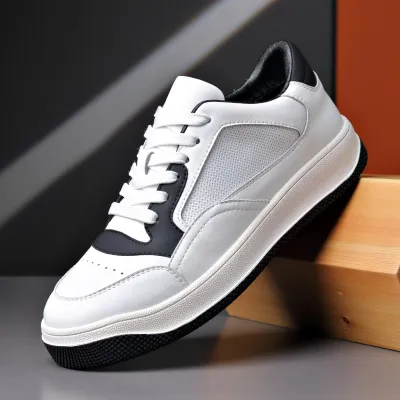 Genuine Leather Breathable Sneakers For Men