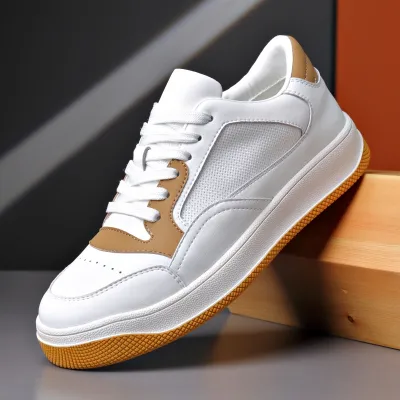 Genuine Leather Breathable Sneakers For Men