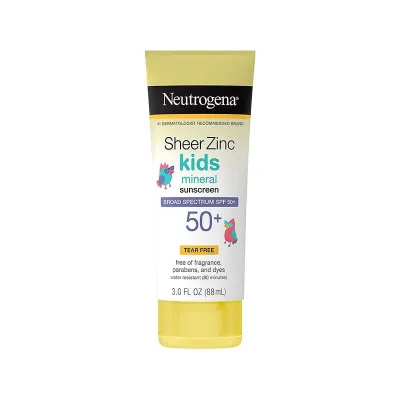 Neutrogena Sheer Zinc Kids Mineral Broad Spectrum SPF 50+ Sunscreen 88ml