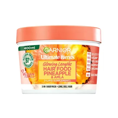 Garnier Ultimate Blends Glowing Lengths Pineapple & Amla Hair Food 3-in-1 Hair Mask Treatment 400ml