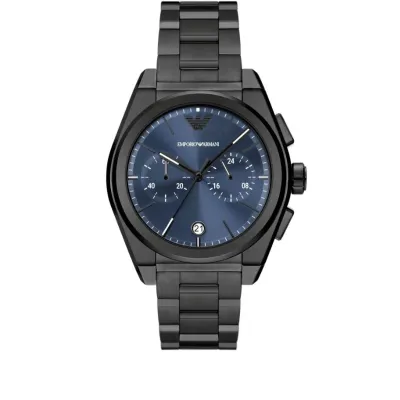 Emporio Armani Blue Dial Gunmetal Chronograph Men's Watch