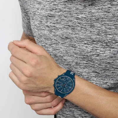 Hugo Boss Silicone Blue Dial Chronograph Men's Watch