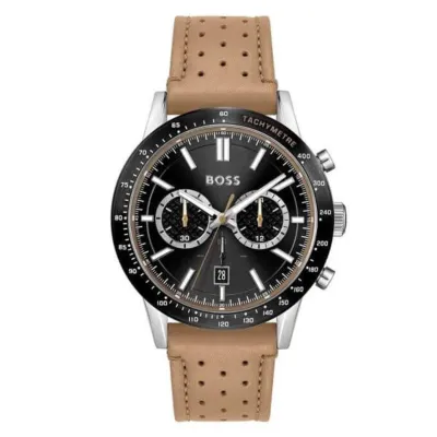 Hugo Boss Men’s Allure Chrono Watch HB1513964 Tan Leather