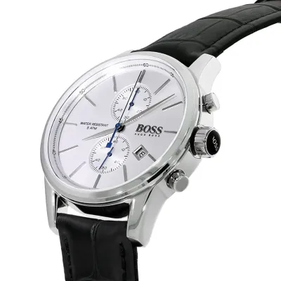 Hugo Boss Men’s Quartz Leather Strap Watch 