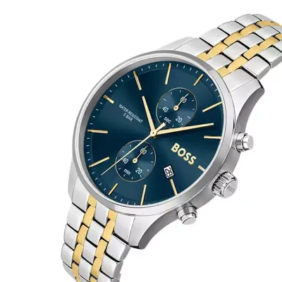 Hugo Boss Associate Blue Dial Two Tone Steel Strap Watch 