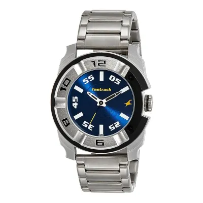 Fastrack Motorheads Quartz Analog Blue Dial Stainless Steel Strap Watch