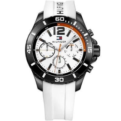 Tommy Hilfiger Nolan Multi Function White Dial Rubber Strap Watch