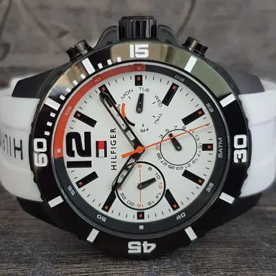 Tommy Hilfiger Nolan Multi Function White Dial Rubber Strap Watch