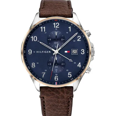 Tommy Hilfiger West Chronograph Brown Leather Strap Watch