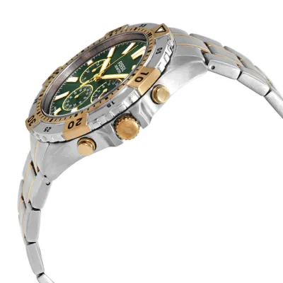 Fossil Garrett Chronograph Green Dial Two Tone Steel Strap Watch for Men 