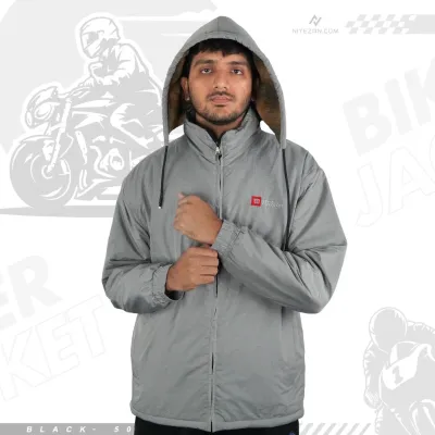 Hooded Windbreaker With Inner Padding – Ash (উইলসন জ্যাকেট – অ্যাশ)