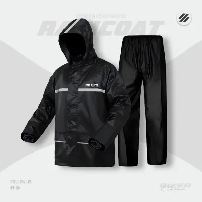 Double Part Roadmaster Raincoat (Black) - 100% Waterproof