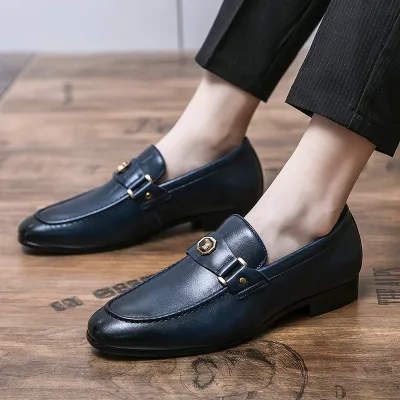 AMERICAN METAL BUCKLE SLIP-ON MEN'S SHOES