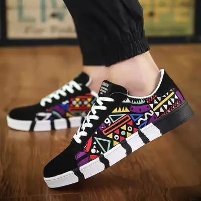 CASUAL PRINTED CANVAS SKATE SHOES