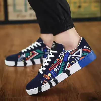 CASUAL PRINTED CANVAS SKATE SHOES