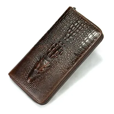 CROCODILE PATTERN LEATHER LONG WALLET