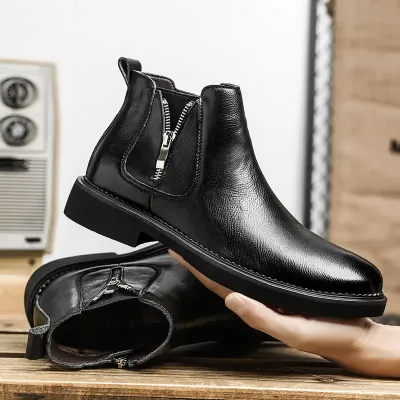 MEN'S BUSINESS FORMAL ZIPPER SHORT BOOTS