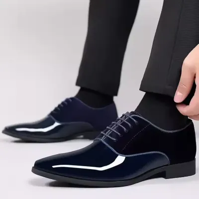 MEN'S SHINY POINTED LEATHER DRESS SHOES