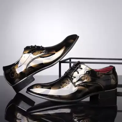MEN'S BRITISH GLOSSY LEATHER DRESS SHOES