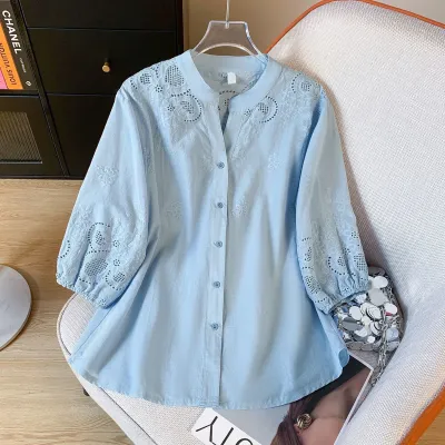 Hollow Embroidery women Shirt
