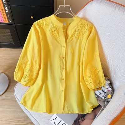 Hollow Embroidery women Shirt
