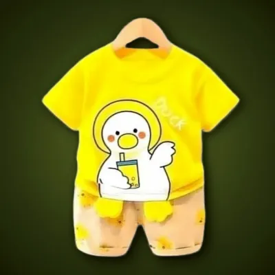 Duck Print T-shirt Set -Yellow
