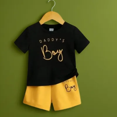 Yellow Contrast Mama's boy Printed Set