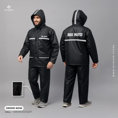 Roadmaster Double Layer Raincoat (Black) -100% Waterproof