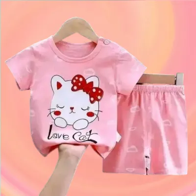 Pink Color T-Shirt Set for Girls