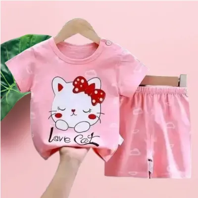 Pink Color T-Shirt Set for Girls