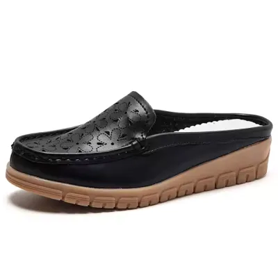 COWHIDE WEDGES SLIPPERS SHOES