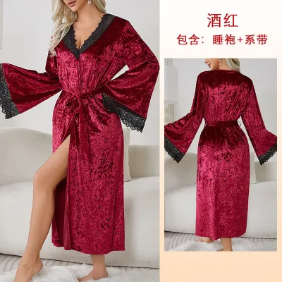 LUXURY LONG-SLEEVED VELVET NIGHTGOWN