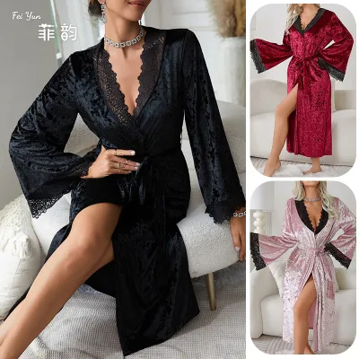 LUXURY LONG-SLEEVED VELVET NIGHTGOWN