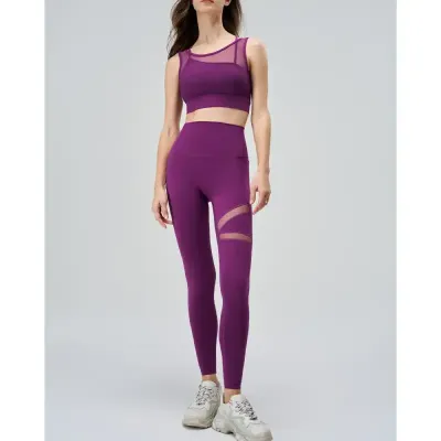 TWO-PIECE MESH YOGA SUIT