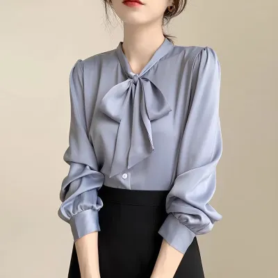 KOREAN STYLE BOW COLLAR SHIRT