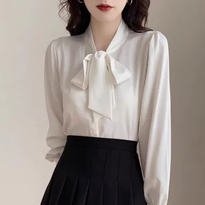 KOREAN STYLE BOW COLLAR SHIRT