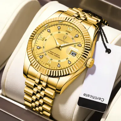 POEDAGAR Luxury Watch (golden) 508- with Free Gift Box & Chain Cutter