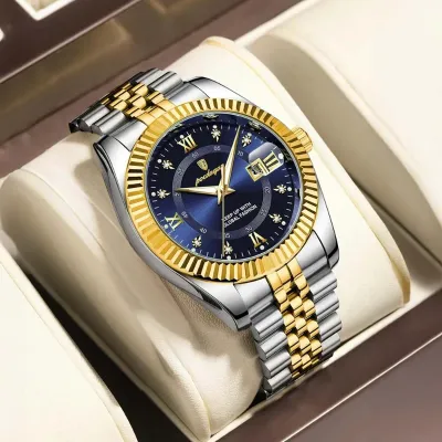 POEDAGAR Luxury Watch (Navy) 504- with Free Gift Box & Chain Cutter
