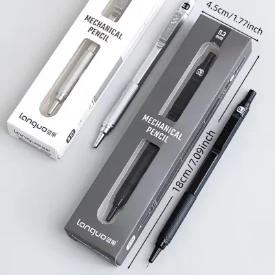 Languo Mechanical Pencil – 0.3mm / 0.5mm | Metal Body – Black & Silver
