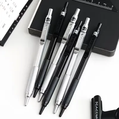 Languo Mechanical Pencil – 0.3mm / 0.5mm | Metal Body – Black & Silver