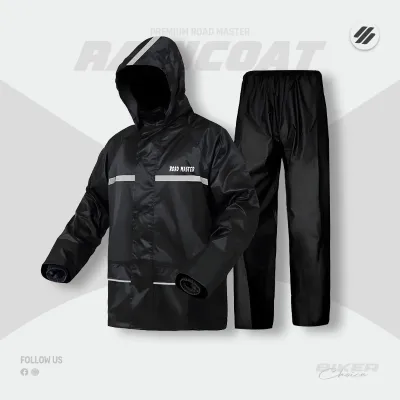 Double Part Roadmaster Raincoat (Black) - 100% Waterproof