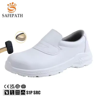HOSPITAL USE SLIPS-ON MICROFIBER WHITE NURSING SAFETY SHOES