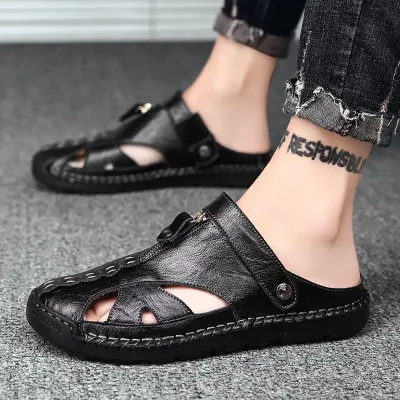 COWHIDE OUTDOOR SHOES BLACK