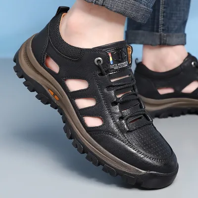 MEN'S CASUAL BREATHABLE HOLE SHOES BLACK
