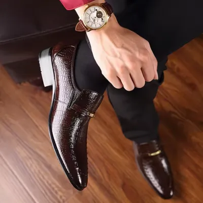 LUXURY BUSINESS OXFORD PU LEATHER SHOE BROWN